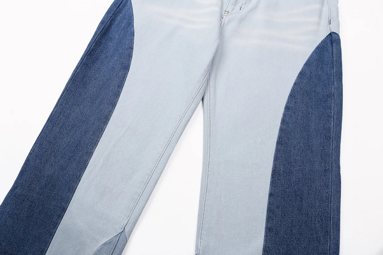 p270 646#Gallery Dept New style oval stitching washed blue stitching straight wide leg jeans American retro casual trousers washed blue S~XL